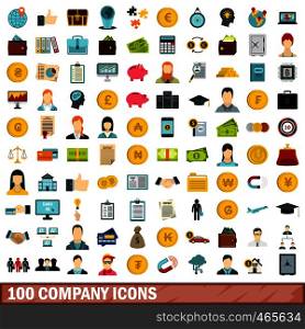 100 company icons set in flat style for any design vector illustration. 100 company icons set, flat style