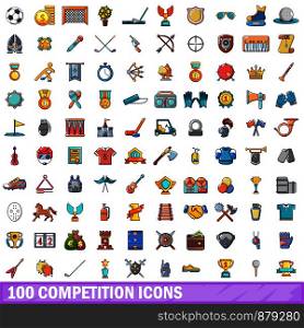 100 competition icons set. Cartoon illustration of 100 competition vector icons isolated on white background. 100 competition icons set, cartoon style