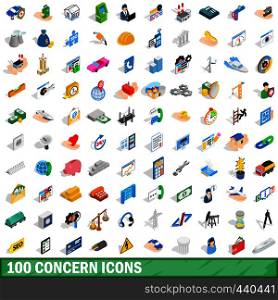 100 concern icons set in isometric 3d style for any design vector illustration. 100 concern icons set, isometric 3d style