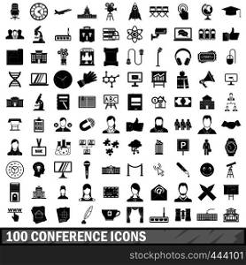 100 conference icons set in simple style for any design vector illustration. 100 conference icons set, simple style