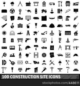 100 construction site icons set in simple style for any design vector illustration. 100 construction site icons set, simple style