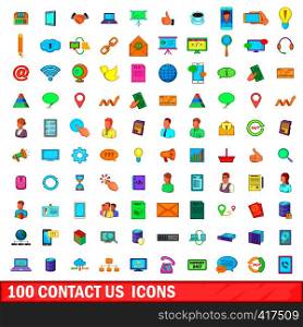 100 contact us icons set in cartoon style for any design vector illustration. 100 contact us icons set, cartoon style