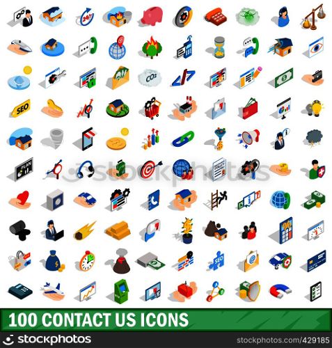 100 contact us icons set in isometric 3d style for any design vector illustration. 100 contact us icons set, isometric 3d style