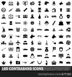 100 contraband icons set in simple style for any design vector illustration. 100 contraband icons set, simple style