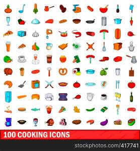 100 cooking icons set in cartoon style for any design vector illustration. 100 cooking icons set, cartoon style