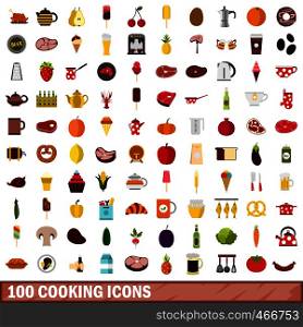100 cooking icons set in flat style for any design vector illustration. 100 cooking icons set, flat style