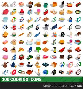 100 cooking icons set in isometric 3d style for any design vector illustration. 100 cooking icons set, isometric 3d style