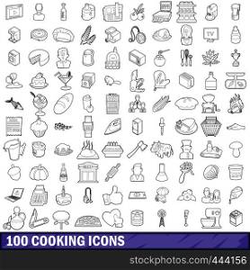100 cooking icons set in outline style for any design vector illustration. 100 cooking icons set, outline style