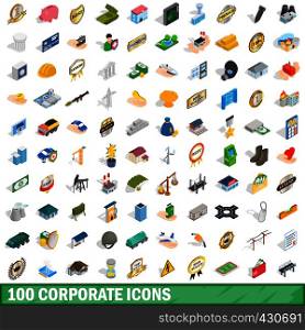 100 corporate icons set in isometric 3d style for any design vector illustration. 100 corporate icons set, isometric 3d style