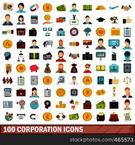 100 corporation icons set in flat style for any design vector illustration. 100 corporation icons set, flat style