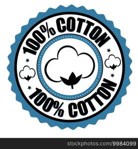 100  cotton label or sticker on white background, vector illustration