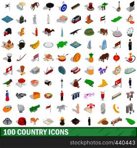 100 country icons set in isometric 3d style for any design vector illustration. 100 country icons set, isometric 3d style