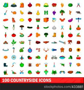 100 countryside icons set in cartoon style for any design vector illustration. 100 countryside icons set, cartoon style