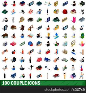 100 couple icons set in isometric 3d style for any design vector illustration. 100 couple icons set, isometric 3d style