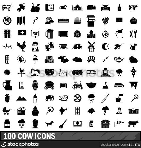 100 cow icons set in simple style for any design vector illustration. 100 cow icons set, simple style