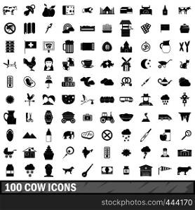 100 cow icons set in simple style for any design vector illustration. 100 cow icons set, simple style
