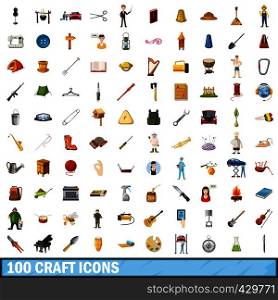 100 craft icons set in cartoon style for any design vector illustration. 100 craft icons set, cartoon style