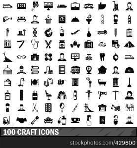 100 craft icons set in simple style for any design vector illustration. 100 craft icons set, simple style