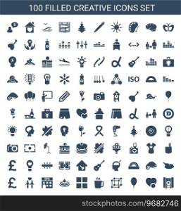 100 creative icons Royalty Free Vector Image