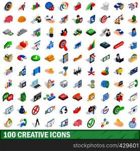 100 creative icons set in isometric 3d style for any design vector illustration. 100 creative icons set, isometric 3d style