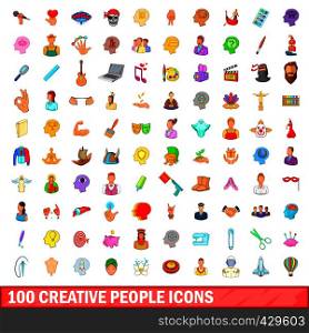 100 creative people icons set in cartoon style for any design vector illustration. 100 creative people icons set, cartoon style