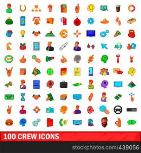 100 crew icons set in cartoon style for any design vector illustration. 100 crew icons set, cartoon style
