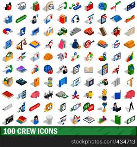 100 crew icons set in isometric 3d style for any design vector illustration. 100 crew icons set, isometric 3d style