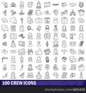 100 crew icons set in outline style for any design vector illustration. 100 crew icons set, outline style