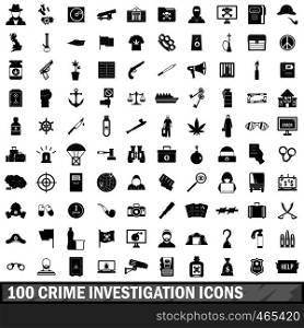 100 crime investigation icons set in simple style for any design vector illustration. 100 crime investigation icons set, simple style