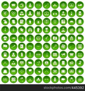 100 criminal offence icons set green circle isolated on white background vector illustration. 100 criminal offence icons set green circle