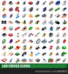 100 cross icons set in isometric 3d style for any design vector illustration. 100 cross icons set, isometric 3d style