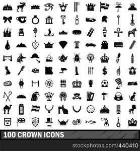 100 crown icons set in simple style for any design vector illustration. 100 crown icons set, simple style