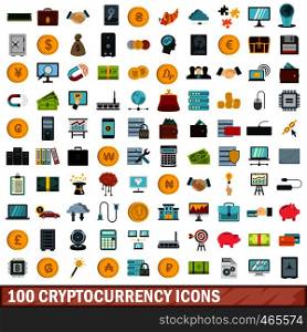 100 cryptocurrency icons set in flat style for any design vector illustration. 100 cryptocurrency icons set, flat style