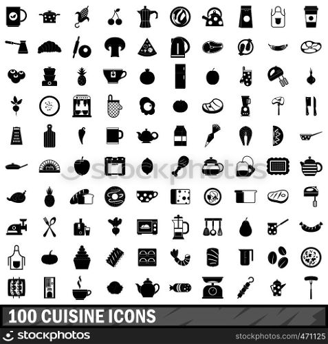 100 cuisine icons set in simple style for any design vector illustration. 100 cuisine icons set, simple style