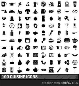 100 cuisine icons set in simple style for any design vector illustration. 100 cuisine icons set, simple style