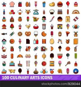 100 culinary arts icons set in cartoon style for any design vector illustration. 100 culinary arts icons set, cartoon style