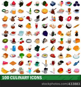 100 culinary icons set in isometric 3d style for any design vector illustration. 100 culinary icons set, isometric 3d style