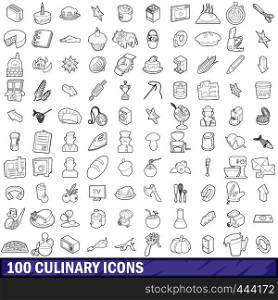 100 culinary icons set in outline style for any design vector illustration. 100 culinary icons set, outline style