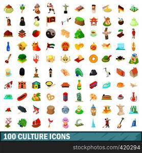 100 culture icons set in cartoon style for any design vector illustration. 100 culture icons set, cartoon style