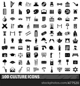 100 culture icons set in simple style for any design vector illustration. 100 culture icons set, simple style