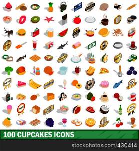 100 cupcakes icons set in isometric 3d style for any design vector illustration. 100 cupcakes icons set, isometric 3d style