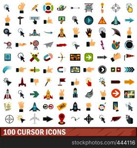 100 cursor icons set in flat style for any design vector illustration. 100 cursor icons set, flat style