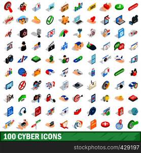 100 cyber icons set in isometric 3d style for any design vector illustration. 100 cyber icons set, isometric 3d style