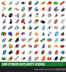 100 cyber security icons set in isometric 3d style for any design vector illustration. 100 cyber security icons set, isometric 3d style