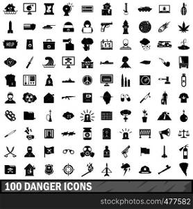 100 danger icons set in simple style for any design vector illustration. 100 danger icons set, simple style