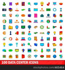 100 data center icons set in cartoon style for any design illustration. 100 data center icons set, cartoon style