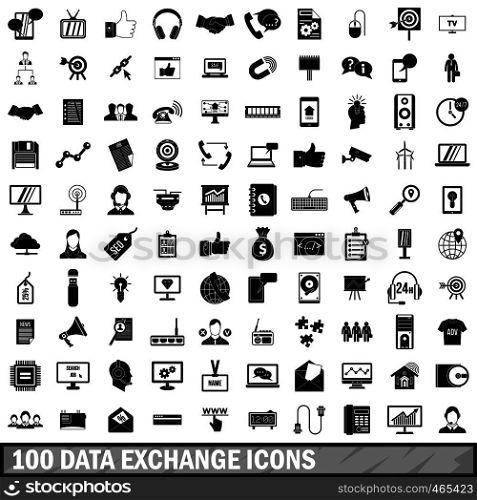 100 data exchange icons set in simple style for any design vector illustration. 100 data exchange icons set, simple style