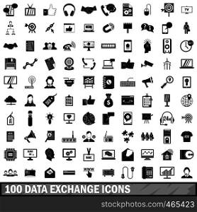 100 data exchange icons set in simple style for any design vector illustration. 100 data exchange icons set, simple style