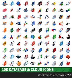 100 database and cloud icons set in isometric 3d style for any design vector illustration. 100 database and cloud icons set, isometric style