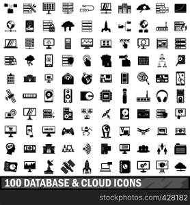 100 database and cloud icons set in simple style for any design vector illustration. 100 database and cloud icons set, simple style